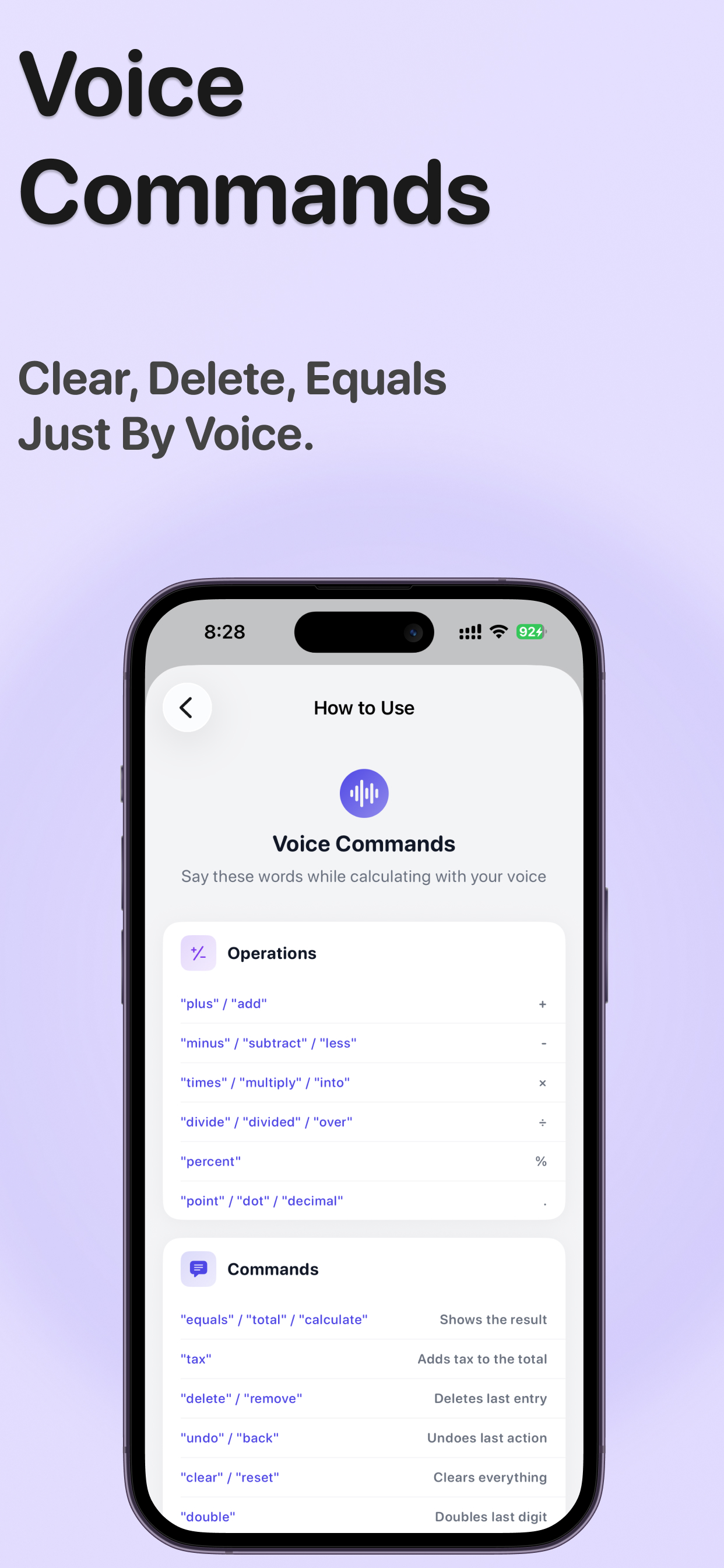 Voice commands reference