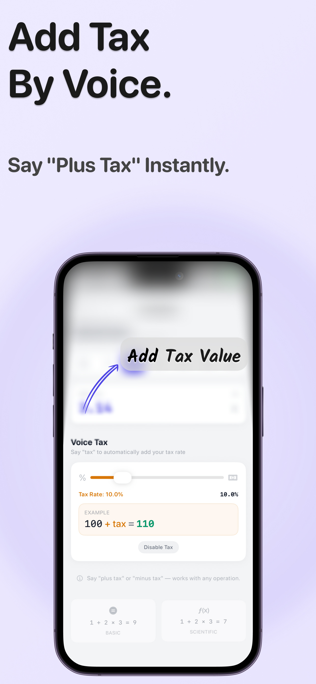 Add tax by voice